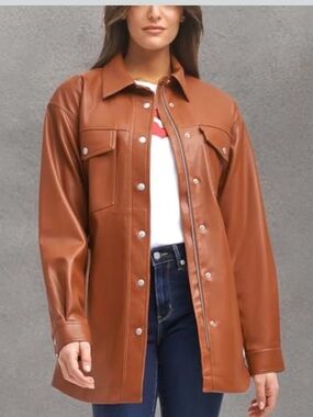 Levi’s Straus Faux Leather New Without Tags Camel Brown Jacket XS Oversized